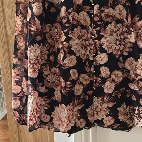 NWT EVER NEW Amelia Curve black peony Printed Button-Down Blouse 18 - Picture 4 of 16